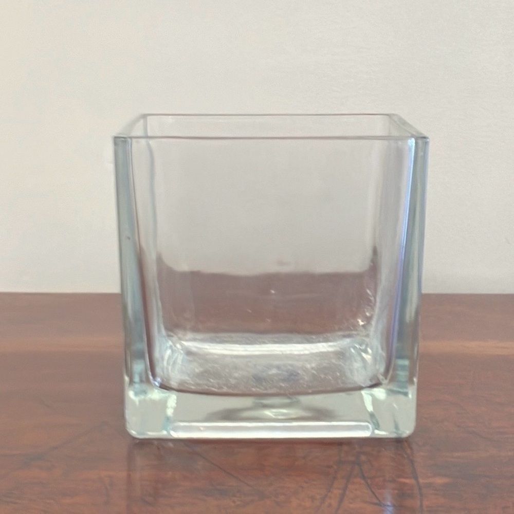 Clear Glass Cube Vase Planter